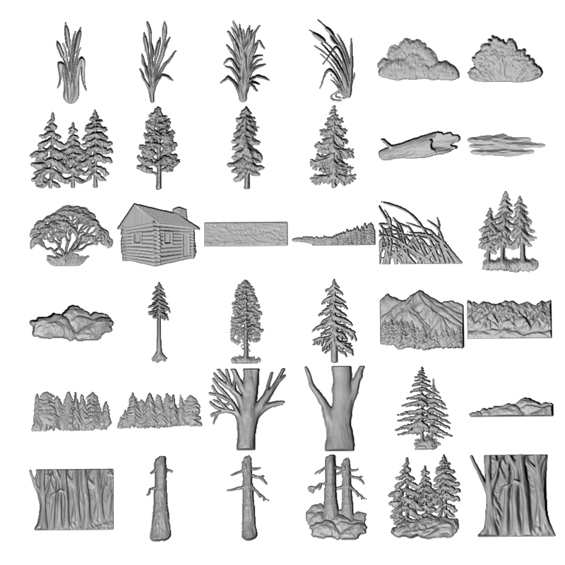 картинка Деревья подборка F4-120 3D-STL.COM
